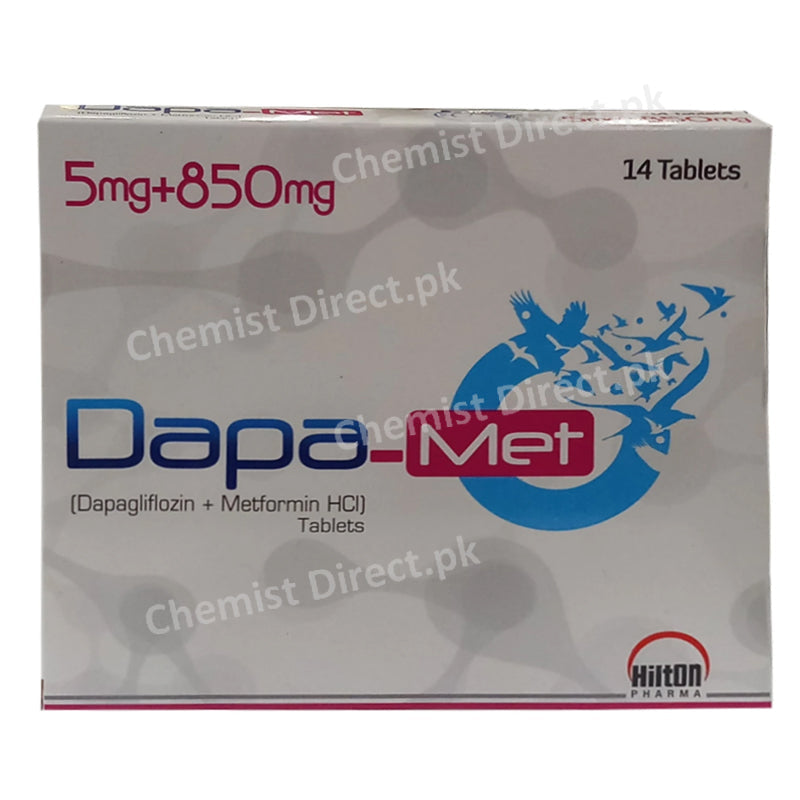 Dapa Met 5 850mg tab Tablet Hiltonpharma pvt ltd Oralhypoglycemic Dapagliflozin Metformin