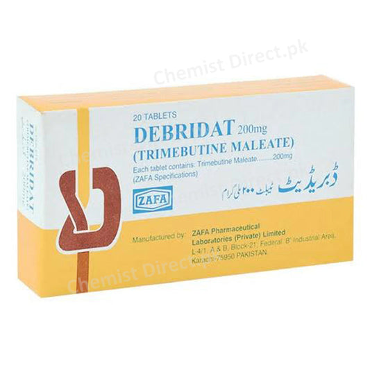 Debridat 200mg Tab Tablet Zafa Pharma Gastroprokinetics Trimebutine Maleate