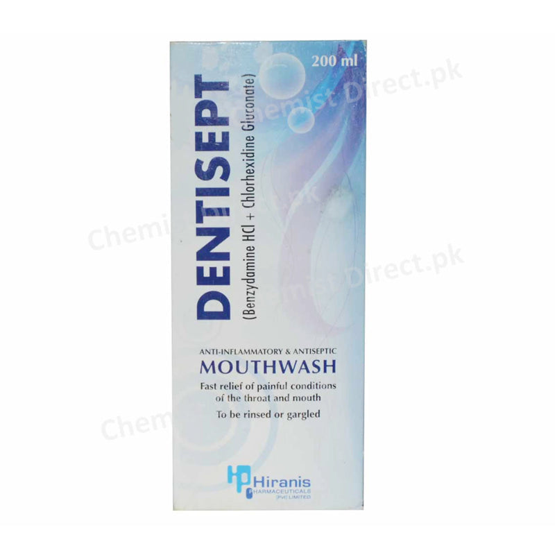 Dentisept Mouth Wash 200ml Pharmaplex Oral Hygiene Benzyadmine Hydrochloride , Chlorhexidine Gluconate