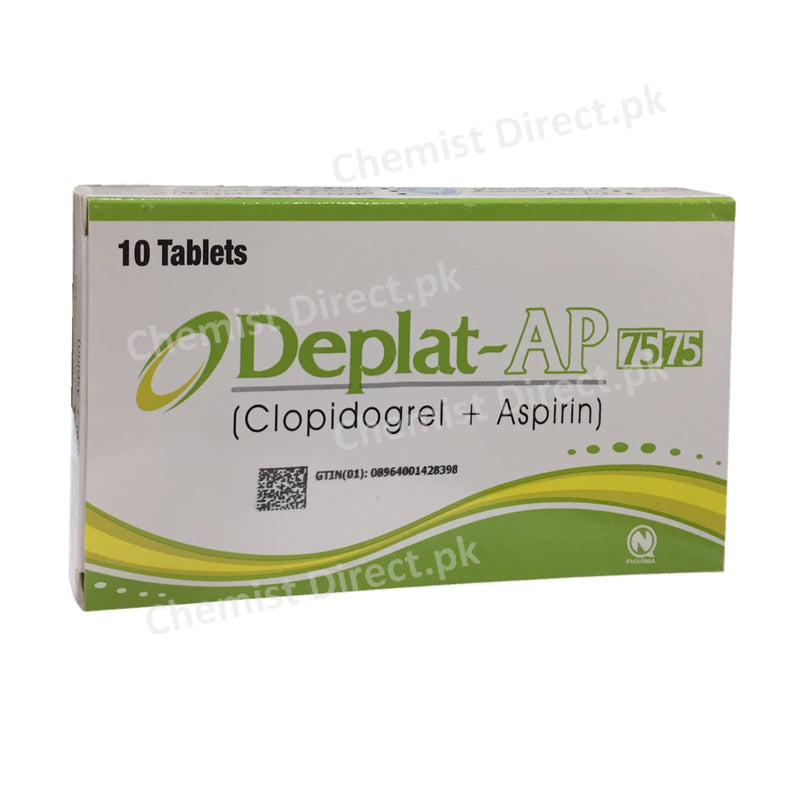 Deplat-Ap 75/75mg Tablet Nabiqasim Industries Anti-Platelet Aggregation Clopidogrel75mg_ Aspirin75mg