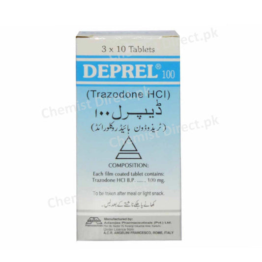 Deprel Tablet 100mg Adamjee Pharma Anti-Depressant Trazodone