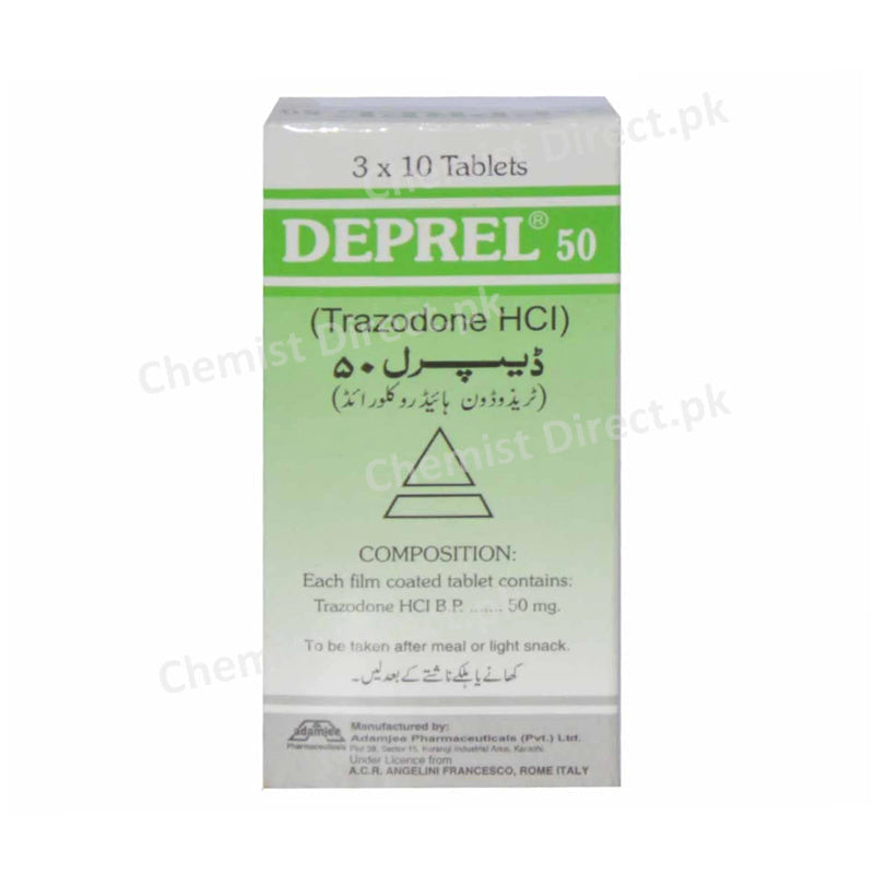 Deprel Tablet 50mg Adamjee Pharma Anti-Depressant Trazodone