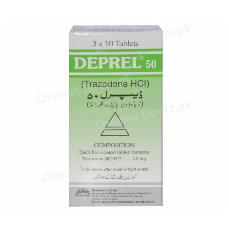 Deprel Tablet 50mg Adamjee Pharma Anti-Depressant Trazodone