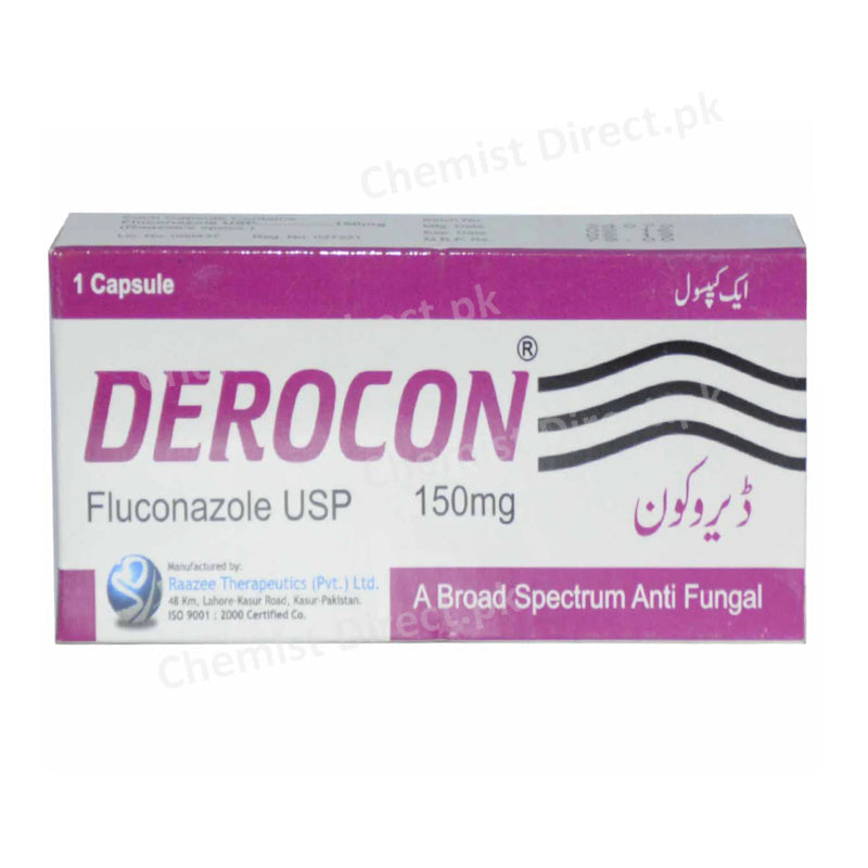 Derocon 150mg Capsule Anti-Fungal Fluconazole Raazeee Therapeutics