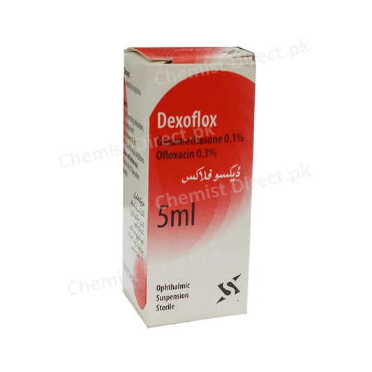 Dexoflox Eye drop Suspension 5ml Sante pharma Anti Infective Ofloxacin 0.3%, Dexamethasone alcohol 0.1%