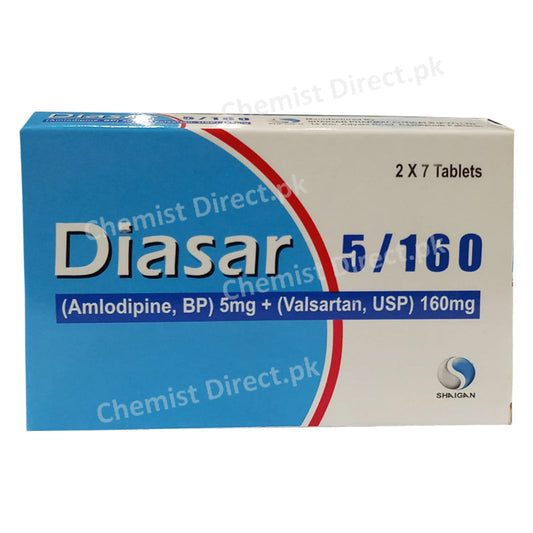 Diasar 5mg 160mg Tab Tablet Shaigan Pharma Amlodipine Bp 5mg Valsartanusp 160m