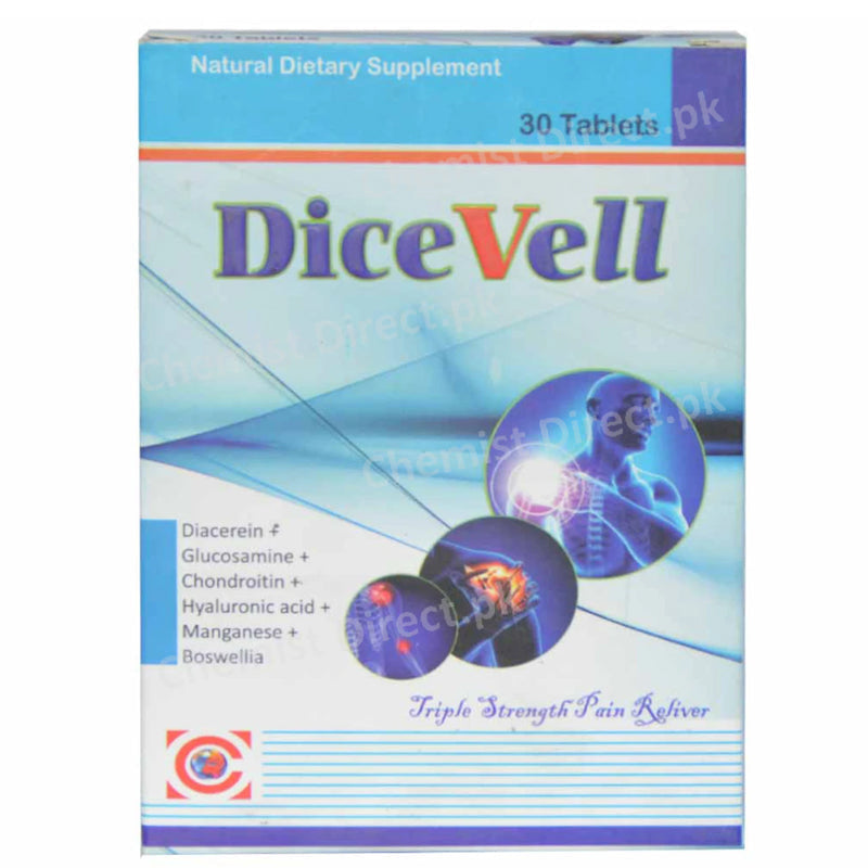 Dice Vell Tab Tablet Diacerein Glucosamine Chondroitin Hyaluronic Acid Boswellia