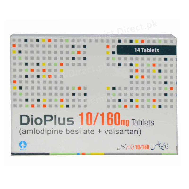 DioPlus 10/160 Tablet Anti-Hypertensive Amlodipine Besylate 10mg ,Valsartan 160mg Atco Pharma