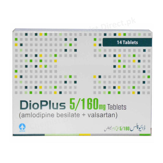 DioPlus 5/160mg Tablet Anti-Hypertensive Amlodipine Besylate 5mg, Valsartan 160mg Atco Laboratories
