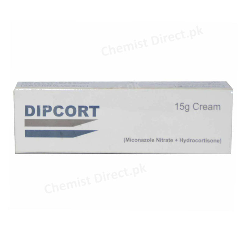 Dipcort Cream 15gram Pharma Health Corticosteroids Anti-Fungal Miconazole Nitrate 2%, Hydro Cortisone 1%