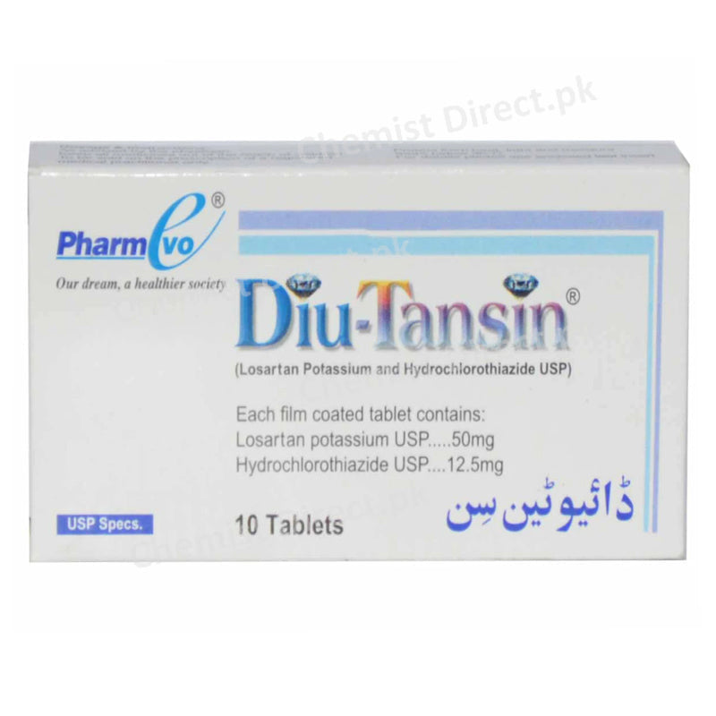     Diu tansin tab 50mg 12.5mg tab tablet pharm evo pvt ltd anti hypertensive losartanpotassium 50mg hydrochlorothiazide 12.5mg 