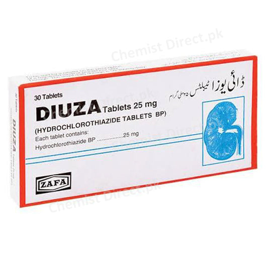 Diuza 25mg Tab Tablet Zafa Pharma Anti Hypertensive Hydrochlorothiazide