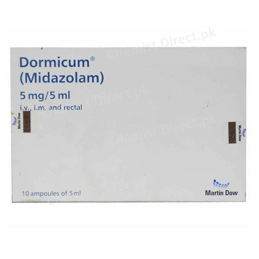 Dormicum Injection 5mg 10Ampoules 5ml Midazolam Benzodiazepine Martin Dow Pharmaceutical