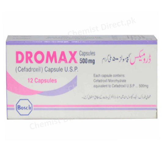 Dromax 500mg Cap Capsule Bosch Pharmaceuticals Pvt Ltd Cephalosporin Anti biotic Cefadroxil 