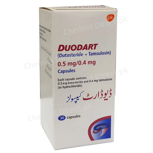 Duodart  0.5mg 0.4mg Cap Capsule Glaxosmithkline Benign Prostate Hypertrophy Dutasteride 0.5mg Tamsulosin 0.4mg