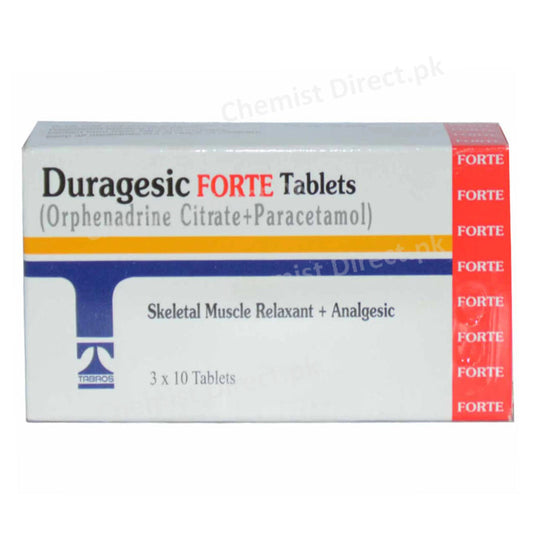 Duragesic Forte Tablet 50mg/650mg Muscle Relaxant Orphenadrine Citrate 50mg , Paracetamol 650mg Tabros Pharma