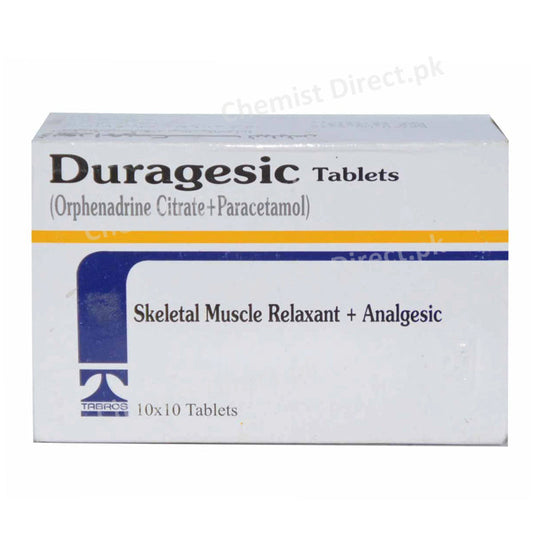 Duragesic Tablet 35mg/450mg Muscle Relaxant Orphenadrine Citrate 35mg , Paracetamol 450mg Tabros Pharma