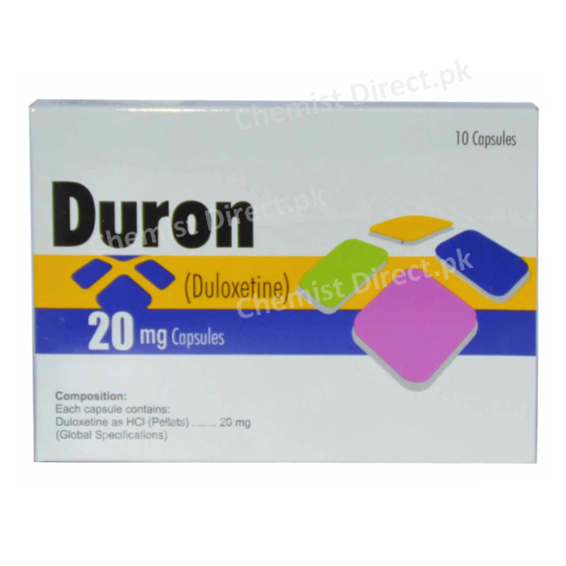 Duron Capsule 20mg Duloxetine Hcl Global Pharma Anti Depressant