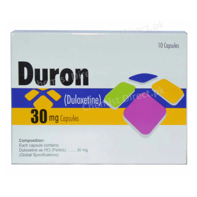 Duron Capsule 30mg Duloxetine Hcl Global Pharma Anti-Depressant