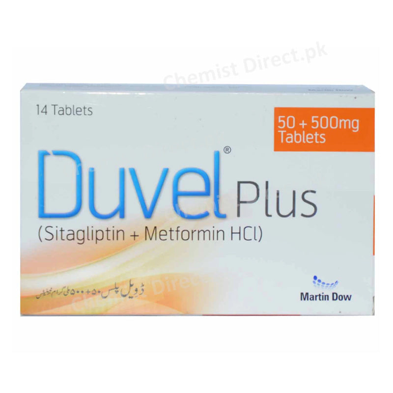 Duvel Plus Tablet 50mg/500mg Martin Dow Pharmaceuticals Oral Hypoglycemics Sitagliptin 50mg, Metformin 500mg