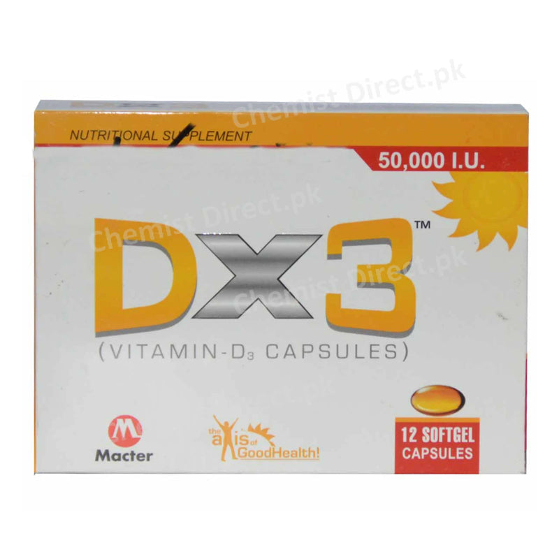 DX3 Capsule 50,000-I.U Vitamin D3 Macter International Cholecalciferol Vitamin-D Analogue