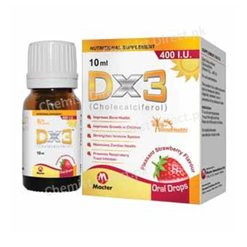 Dx3 oral Drop 400iu 10ml Macter International Cholecalciferol