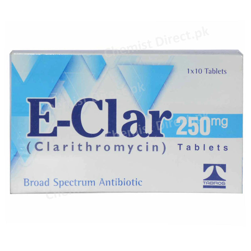E Clar 250mg Tab Tablet Tabros Pharma Pvt Ltd Macrolide Anti Bacterial Clarithromycin 