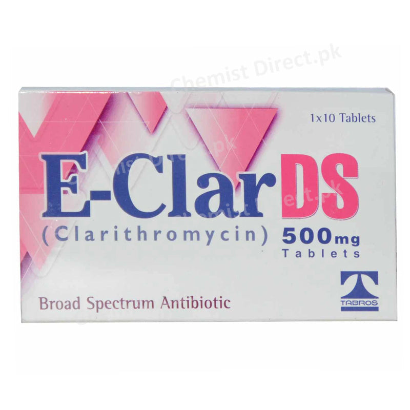 E Clar Ds 500mg Tab Tablet Tabros Pharma Pvt Ltd Macrolide Anti Bacterial Clarithromycin 