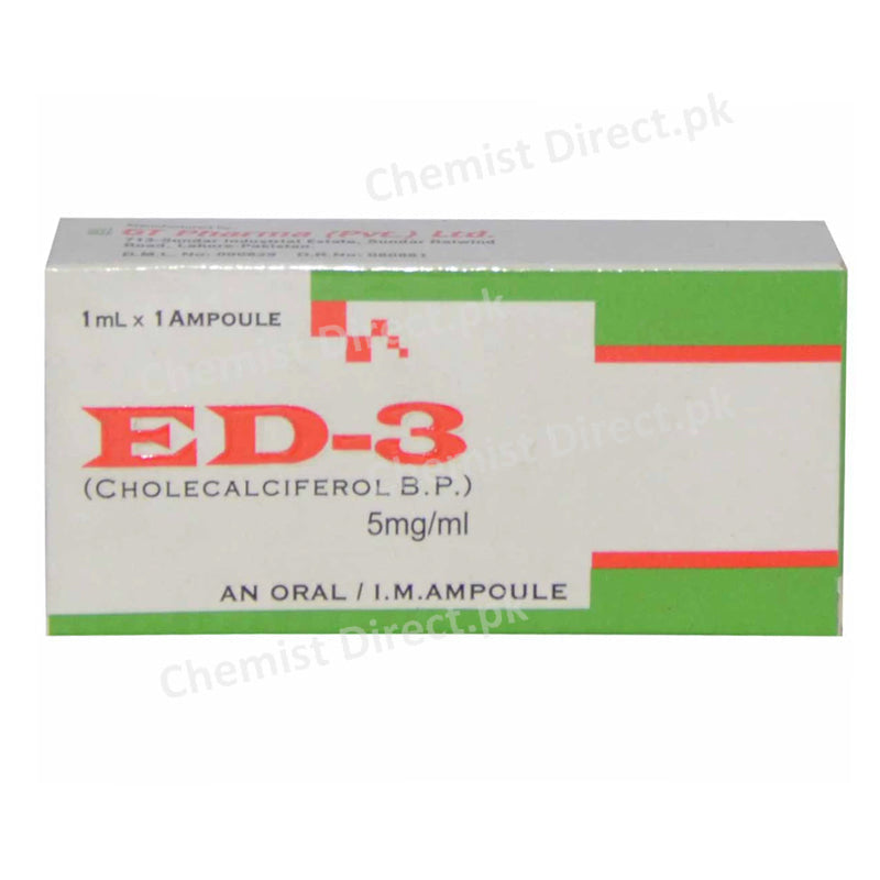 Ed-3 Oral Injection 5Ampoules Cholecalciferol 200,000iu English Pharma Vitamin-D Analogue