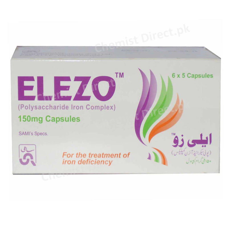 Elezo 150mg Capsule Sami Pharmaceuticals Pvt Ltd Anti Anemic Polysaccharide Iron Complex