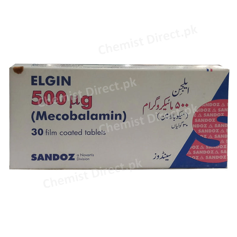 Elgin 500mcg Tab Tablet Novartis Pharma Pakistan Ltd Vitamin B12 Mecobalamin