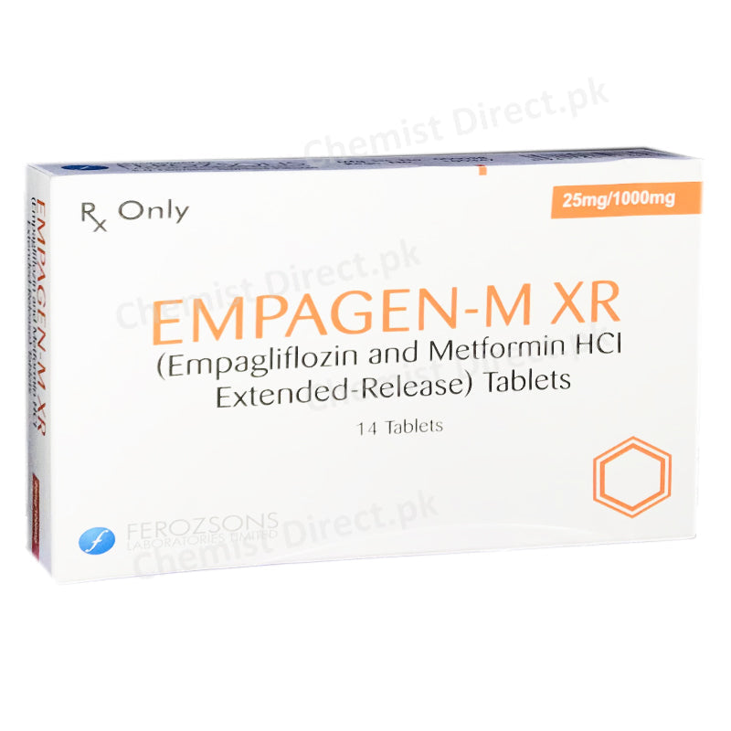 Empagen M XR 25mg 1000mg Ferozsons Lab Empagliflozin And Metformin HCL Extrended Release Tabl