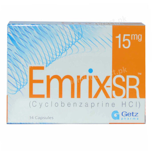 Emrix-SR Capsule 15mg Muscle Relaxant Cyclobenzaprine Hcl Getz Pharma Pakistan