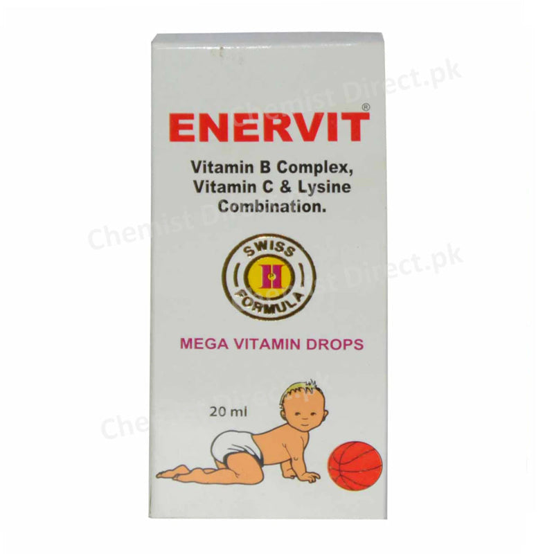 Enervit Drops 20ml Vitamins Supplements VitaminB Complex Vitamin-C Lysine Combination Himont Pharma