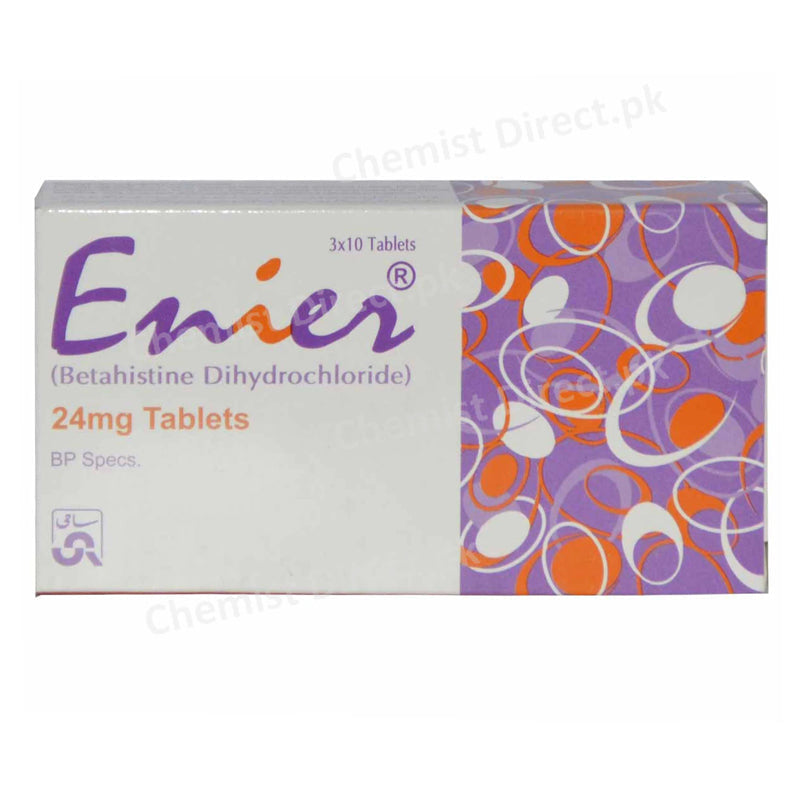 Enier Tablet 24mg Sami Pharmaceuticals Anti-Vertigo Betahistine Dihydrochloride