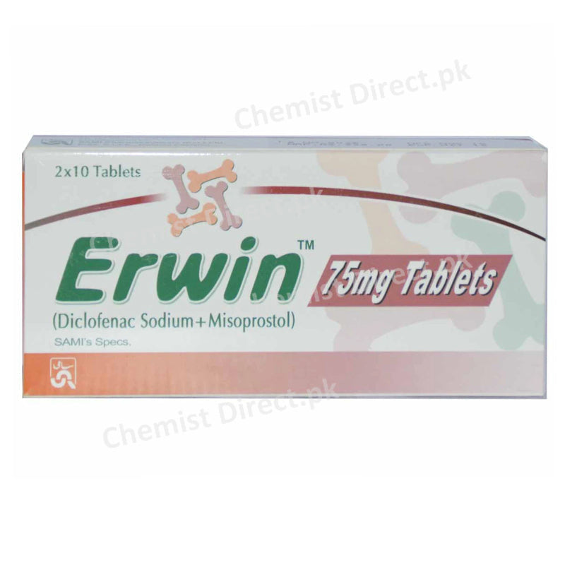 Erwin 75mg Tab Tablet Sami Pharmaceuticals Nsaid Prostaglandins Diclofenac Sodium 75mg Misoprostol 200mcg