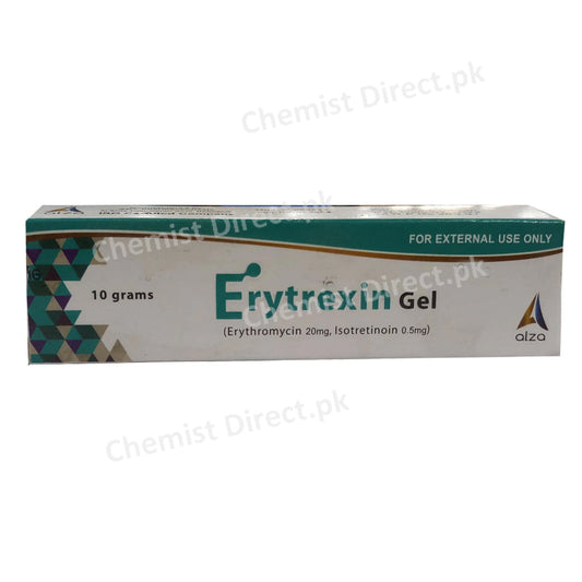 Erytrexin Gel 10gm Alza Pharma Erythromycin 20mg isotretinoin 0.5mg