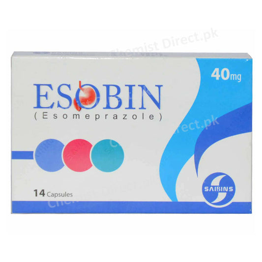 Esobin 40mg cap Capsule Saibins Pharmaceuticals Esomeprazole