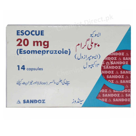 Esocue 20mg Cap Capsule Novartis Pharma Pakistan Ltd Anti Ulcerant Esomeprazole
