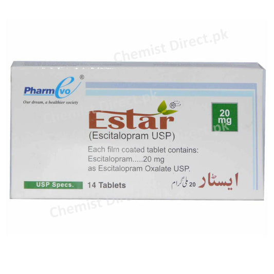 Estar 20mg Tab Tablet Pharm Evo Pvt Ltd Anti Depressant Escitalopram
