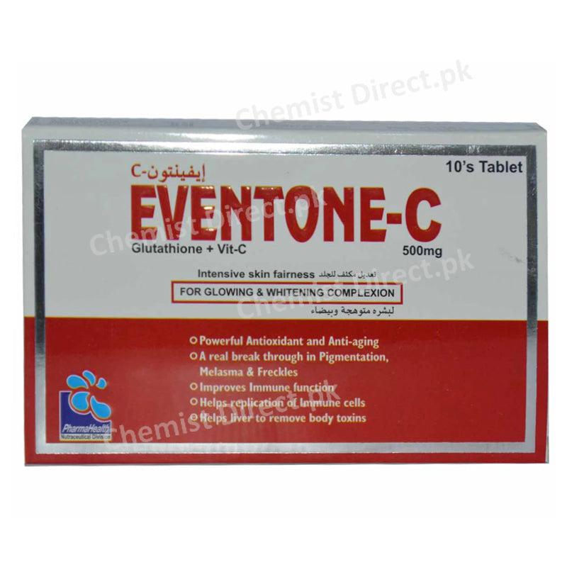 Eventone C 500mg Tab Tablet Women Health L Glutathione reduced 500mg Vitamin C Milk Thistle extract alpha Lipoic Acid
