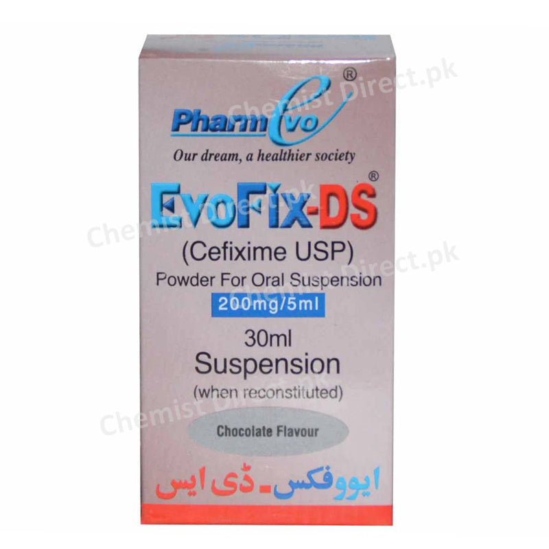 Evofix-DS Suspension 200mg/5ml 30ml Cefixime Pharm Evo Cephalosporin Antibiotic