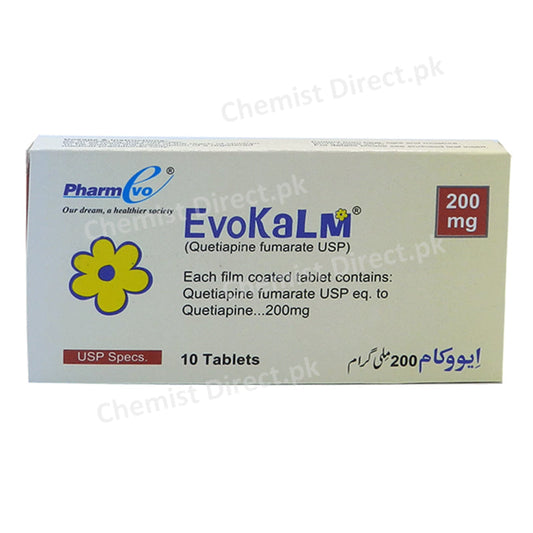 Evokalm 200mg Tablet Quetiapine Fumarate Psychosis Pharm Evo