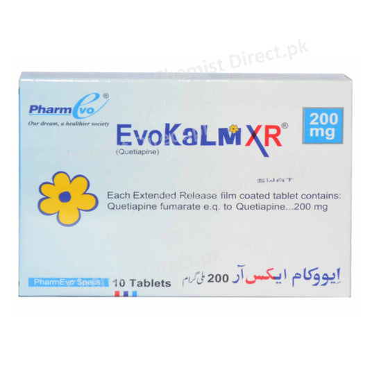 Evokalm XR 200mg Tablet Quetiapine Psychosis Pharm Evo
