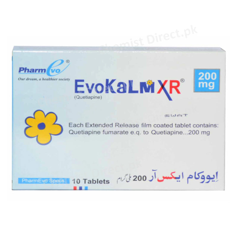 Evokalm XR 200mg Tablet Quetiapine Psychosis Pharm Evo