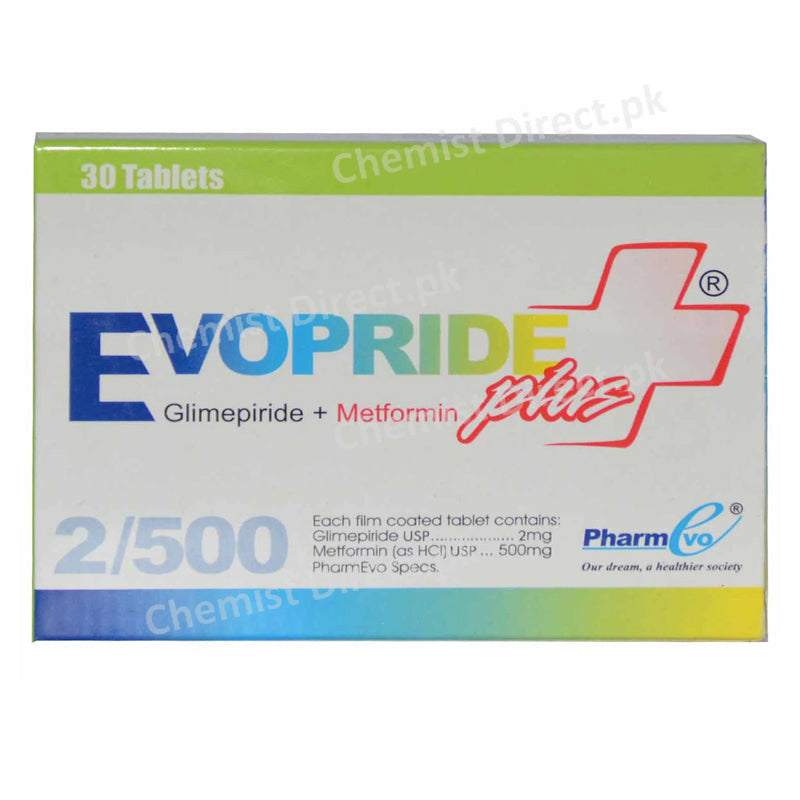 Evopride Plus 2/500mg Tablet Glimepiride2mg_ Metformin500mg Oral Hypoglycemic Pharm Evo