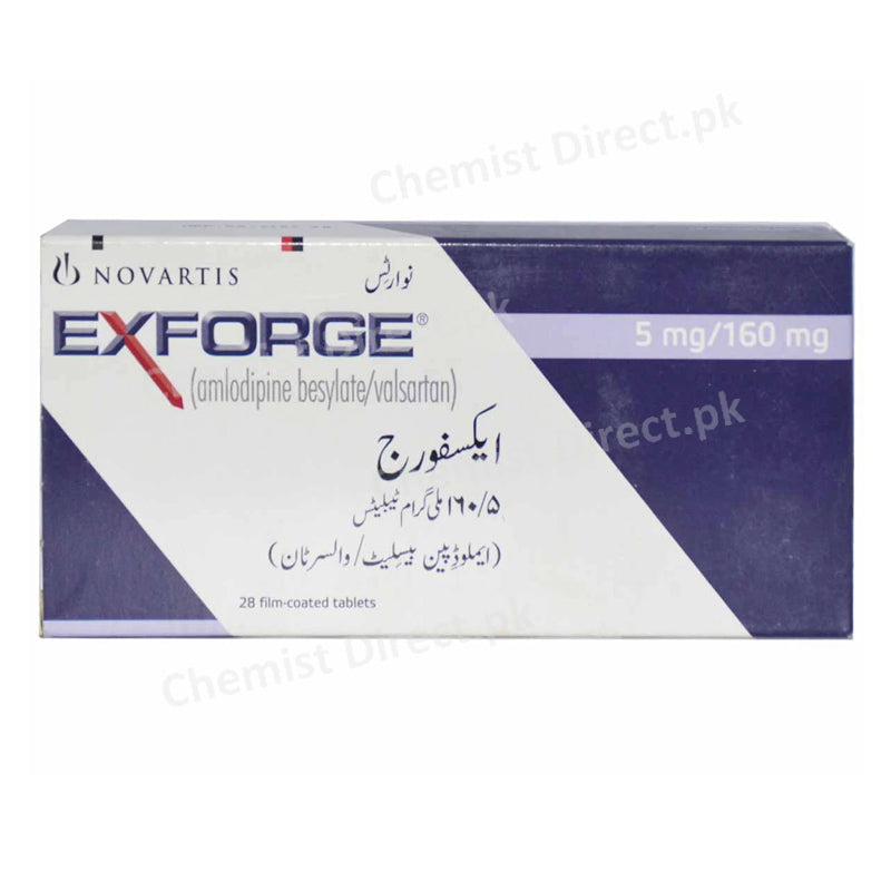 Exforge 5 160mg Tab Tablet Novartis Pharma Pakistan Ltd Anti Hypertensive Amlodipine 5mg Valsartan 160mg