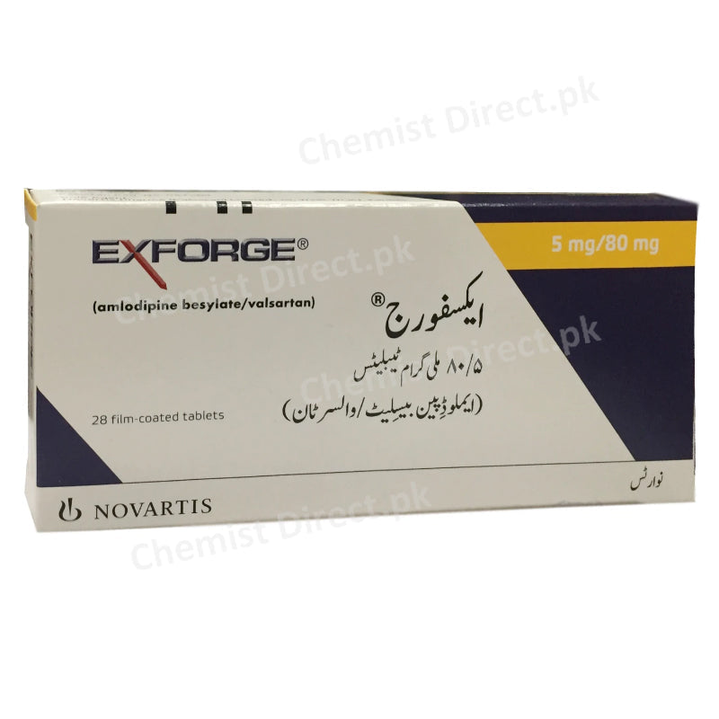 Exforge 5 80mg Tab Tablet Novartis Pharma Pakistan Ltd Anti Hypertensive Amlodipine 5mg Valsartan 80mg