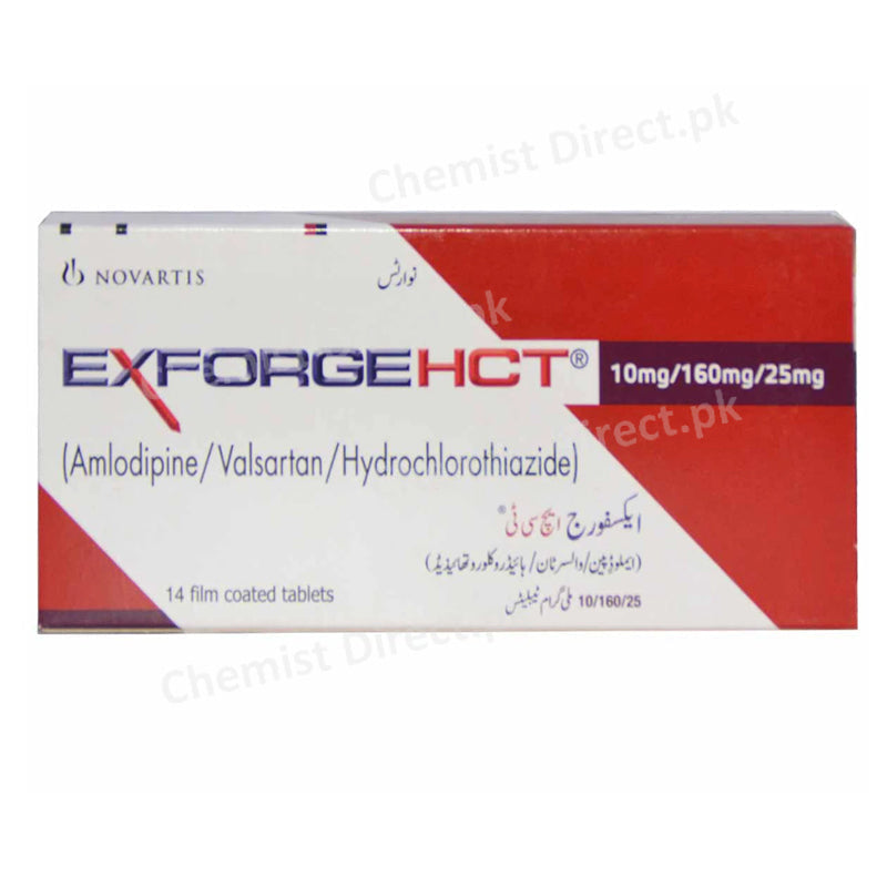 Exforge Hct 10 160-25mg Tab Tablet Novartis Pharma Pakistan Ltd Anti Hypertensive Amlodipine 10mg Valsartan 160mg Hydrochlorothiazide 25mg