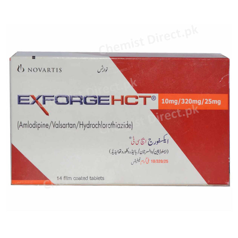 Exforge Hct 10 320 25mg Tab Tablet Novartis Pharma Pakistan Ltd Anti Hypertensive Amlodipine 10mg Valsartan 320mg Hydrochlorothiazide 25mg